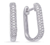 .27CT DIAMOND 14KT WHITE GOLD 3D CLASSIC 3 ROW PAVE SQUARE HOOP HANGING EARRINGS