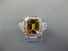 LARGE 2.42CT DIAMOND & AAA CITRINE 18KT WHITE GOLD EMERALD CUT ANNIVERSARY RING