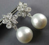 LARGE 2.03CT DIAMOND & AAA PEARL 18KT WHITE GOLD 3D MULTI LEAF HANGING EARRINGS