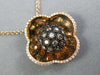LARGE 1.25CT WHITE & MOCHA DIAMOND 14K ROSE GOLD 3D FLOWER LOVE FLOATING PENDANT