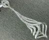 ESTATE LARGE .97CT DIAMOND 18KT WHITE GOLD 3D TEAR DROP LEAF FUN PENDANT