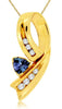 .67CT DIAMOND & AAA TANZANITE 14K YELLOW GOLD 3D ROUND & TRILLION SLIDER PENDANT