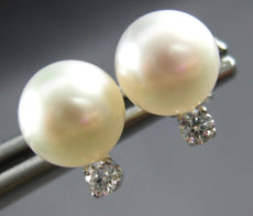 ESTATE .06CT DIAMOND & AAA SOUTH SEA PEARL 14KT WHITE GOLD CLASSIC STUD EARRINGS