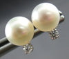 ESTATE .06CT DIAMOND & AAA SOUTH SEA PEARL 14KT WHITE GOLD CLASSIC STUD EARRINGS