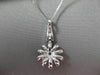 ANTIQUE LARGE .30CT DIAMOND 14K WHITE GOLD 3D SUN FLOWER ETOILE PENDANT #1885