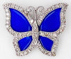 ESTATE .26CT DIAMOND & BLUE ENAMEL 14KT WHITE GOLD 3D BUTTERFLY LOVE NECKLACE