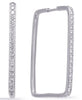 ESTATE 1.25CT DIAMOND 14KT WHITE GOLD 3D PAVE RECTANGULAR HOOP HANGING EARRINGS