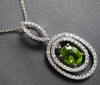 LARGE 1.71CT DIAMOND & AAA PERIDOT 14KT WHITE GOLD OVAL & ROUND MARQUISE PENDANT