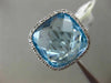 ESTATE LARGE 5.42CT DIAMOND & AAA BLUE TOPAZ 14K WHITE GOLD SQUARE FILIGREE RING