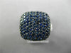ESTATE LARGE 2.82CT DIAMOND & AAA SAPPHIRE 18KT WHITE GOLD 3D SQUARE PAVE RING