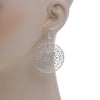 LARGE .33CT DIAMOND 18KT WHITE GOLD MULTI HEART FILIGREE FLOWER HANGING EARRINGS