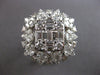ESTATE EXTRA LARGE 5.50CT DIAMOND 18KT WHITE GOLD 3D FLOWER SQUARE COCKTAIL RING