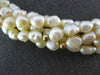 ESTATE WIDE AAA PEARLS 14KT YELLOW GOLD 3D MULTI STRAND BEADED CLASSIC NECKLACE