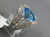 5.52CT DIAMOND & AAA BLUE TOPAZ 14K WHITE GOLD 3D OVAL STATEMENT SEMI BEZEL RING