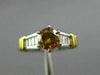 LARGE .83CT WHITE & ORANGE DIAMOND PLATINUM 18KT YELLOW GOLD 3D ENGAGEMENT RING