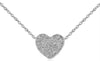 ESTATE .15CT DIAMOND 14KT WHITE GOLD 3D CLASSIC PAVE HEART SHAPE LOVE NECKLACE