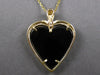 LARGE .15CT DIAMOND & ONYX 14KT YELLOW GOLD HEART SHAPE PENDANT ENHANCER #27044