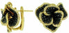 ESTATE 4.60CT WHITE & BLACK DIAMOND 14KT YELLOW GOLD 3D FLOWER CLIP ON EARRINGS