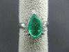 ESTATE LARGE 2.10CT DIAMOND & AAA COLOMBIAN EMERALD PLATINUM ENGAGEMENT RING