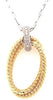 ESTATE .51CT DIAMOND 18K 2 TONE GOLD DOUBLE OVAL ROPE LOVE KNOT FLOATING PENDANT