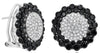 ESTATE 2.65CT WHITE & BLACK DIAMOND 14KT WHITE GOLD 3D FLOWER CLIP ON EARRINGS