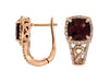 3.65CT DIAMOND & RHODOLITE 14KT ROSE GOLD 3D CUSHION & ROUND FILIGREE EARRINGS