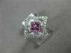 WIDE .51CT DIAMOND & AAA PINK SAPPHIRE 14K WHITE GOLD OPEN FILIGREE HEXAGON RING