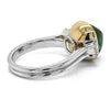 4.96CT DIAMOND & AAA CABOCHON EMERALD 18KT 2 TONE GOLD 3D SQUARE ENGAGEMENT RING