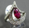 ESTATE LARGE 1.61CT DIAMOND & AAA RUBY PLATINUM MARQUISE & ROUND RING AMAZING!!