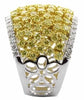 EXTRA LARGE 3.3CT WHITE & FANCY YELLOW DIAMOND 18K 2 TONE GOLD 3D MULTI ROW RING