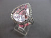 EXTRA LARGE 11.05CT DIAMOND & AAA KUNZITE 18K WHITE GOLD PEAR SHAPE & ROUND RING