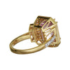 ESTATE EXTRA LARGE 11.22CT DIAMOND & AAA KUNZITE 18K 2 TONE GOLD ENGAGEMENT RING