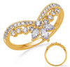 ESTATE .62CT DIAMOND 14KT YELLOW GOLD ROUND & MARQUISE 3 ROW V SHAPE CROWN RING