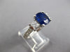 LARGE 3.12CT DIAMOND & AAA SAPPHIRE 14K WHITE GOLD 3 STONE ENGAGEMENT RING 27230