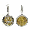 2.16CT WHITE & FANCY YELLOW DIAMOND 18K 2 TONE GOLD 3D FILIGREE HANGING EARRINGS