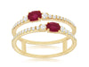 0.79CT DIAMOND & AAA RUBY 14KT YELLOW GOLD 3D OVAL & ROUND DOUBLE BAND LOVE RING