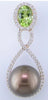 1.05CT DIAMOND & AAA PERIDOT & AAA TAHITIAN PEARL 14KT YELLOW GOLD LOVE PENDANT