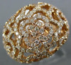 ESTATE LARGE 1.51CT DIAMOND 18KT ROSE GOLD 3D FLOWER OPEN FILIGREE COCKTAIL RING