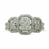 ESTATE LARGE .86CT DIAMOND 18KT WHITE GOLD CLUSTER OCTAGON 3 STONE PROMISE RING