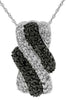 1.0CT WHITE & BLACK DIAMOND 14K WHITE & BLACK GOLD MULTI ROW CRISS CROSS PENDANT