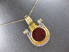 ANTIQUE LARGE DIAMOND & AAA SAPPHIRE 18K 2 TONE GOLD 3D CORNELIAN PENDANT 28157