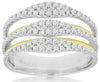 ESTATE LARGE .77CT DIAMOND 14KT WHITE & YELLOW GOLD MULTI ROW ANNIVERSARY RING