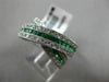 ESTATE LARGE 1.60CT DIAMOND & EMERALD 14KT WHITE GOLD 3D CRISS CROSS X LOVE RING