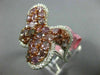 ESTATE LARGE 3.25CT WHITE & PINK DIAMOND 18K WHITE & ROSE BUTTERFLY FLOWER RING
