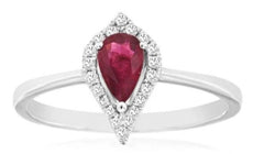 .52CT DIAMOND & AAA RUBY 14KT WHITE GOLD PEAR SHAPE & ROUND FRIENDSHIP LOVE RING