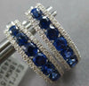 ESTATE LARGE 1.94CT DIAMOND & AAA SAPPHIRE 18KT WHITE GOLD OVAL HOOP HANGING EARRINGS