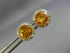 ESTATE 1.51CT DIAMOND & YELLOW SAPPHIRE 14KT WHITE GOLD ROUND HALO STUD EARRINGS