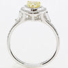WIDE 1.34CT WHITE & FANCY YELLOW DIAMOND 18K 2 TONE GOLD 3D HALO ENGAGEMENT RING