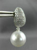 LARGE 2.50CT DIAMOND & AAA SOUTH SEA PEARLS 18K WHITE GOLD PAVE HANGING EARRINGS