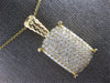 LARGE 1.79CT DIAMOND 14KT YELLOW GOLD CLASSIC RECTANGULAR PAVE FLOATING PENDANT